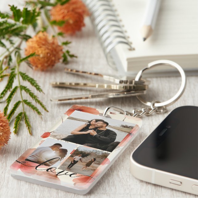 Personalized Photo and Text Photo Collage  Key Ring (Front Right)