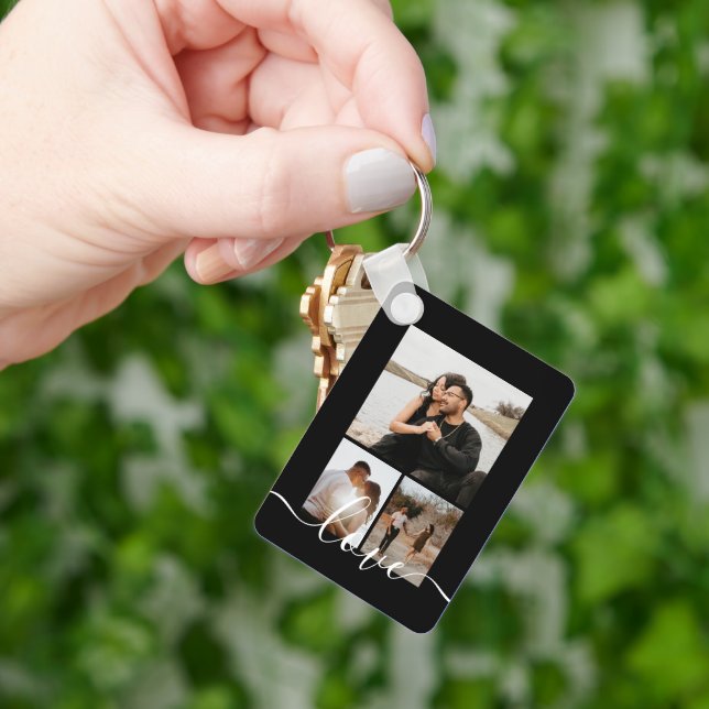 Personalized Photo and Text Photo Collage Key Ring (Hand)