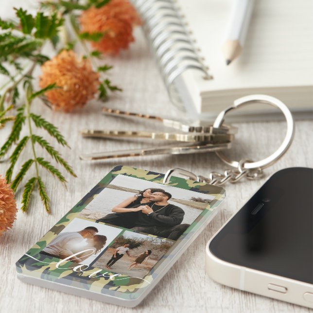 Personalized Photo and Text Photo Collage  Key Ring (Front Right)