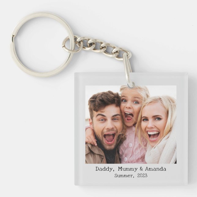 Personalized Photo and Text Photo Collage Key Ring (Front)