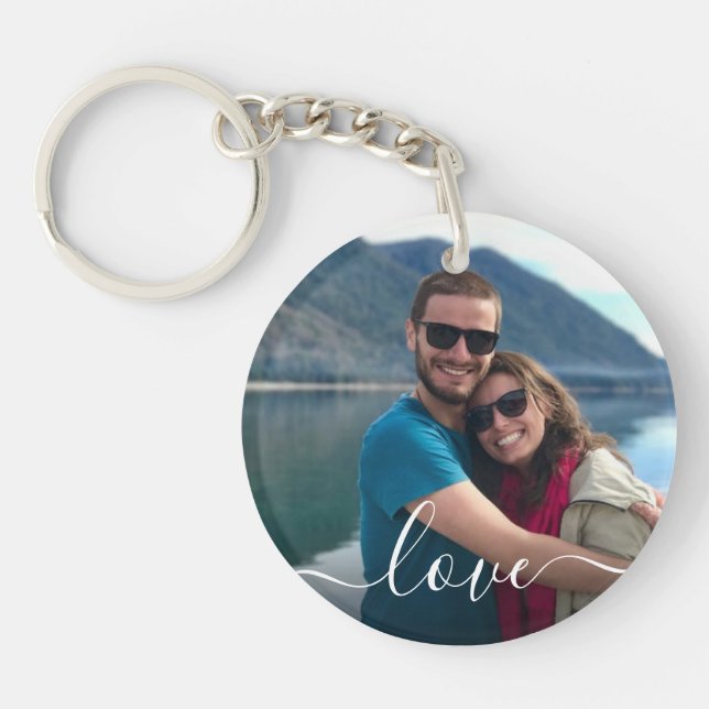 Personalized Photo and Text Photo Collage Key Ring (Front)