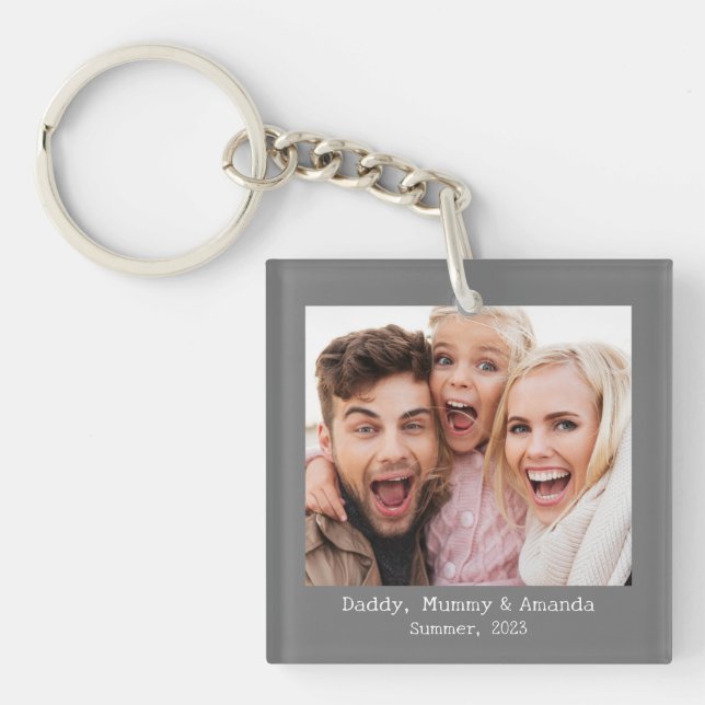 Personalized Photo and Text Photo Collage Key Ring (Front)