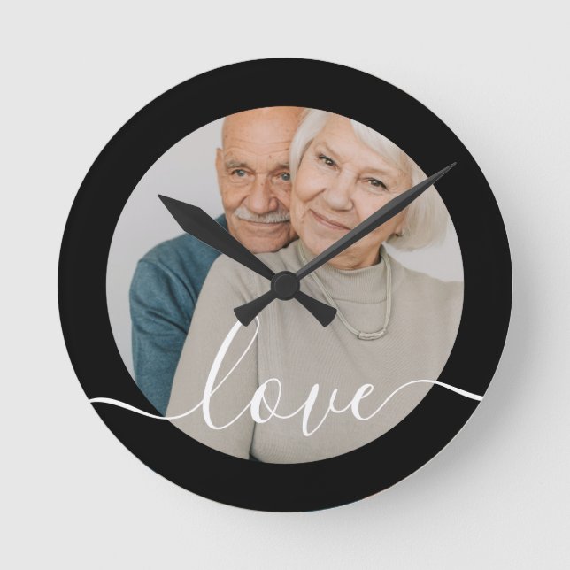 Personalized Photo and Text Photo Round Clock (Front)