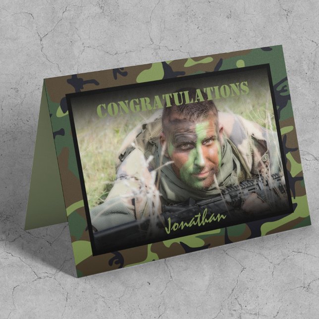 Personalized Photo Army Passing Out Card (Creator Uploaded)