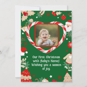 Personalized Photo Baby's First Christmas  Holiday Card