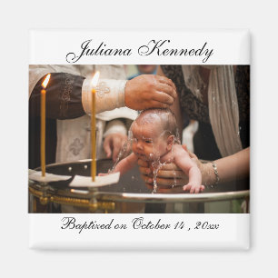 Personalized Photo Baptism Date Baby Photo Magnet