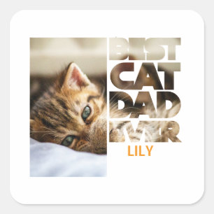 Personalized Photo Best Cat dad ever Square Sticker