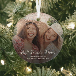 Personalized photo best friend glass tree decoration
