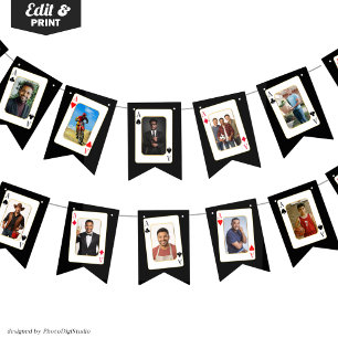 Personalized Photo Bunting, Custom Casino Poker Bunting