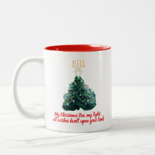 Personalized Photo Christmas Tree Ornament Two-Tone Coffee Mug