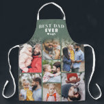 Personalized Photo Collage Best Dad Apron<br><div class="desc">Personalized Best Dad Ever 7 Photo Collage Apron. Celebrate Dad’s role as the “Best Dad Ever” with this custom photo apron, perfect for the foodie, grillmaster, or chef in your life. The top features “Best Dad Ever” in bold white text over a soft sage green gradient, with a small heart...</div>