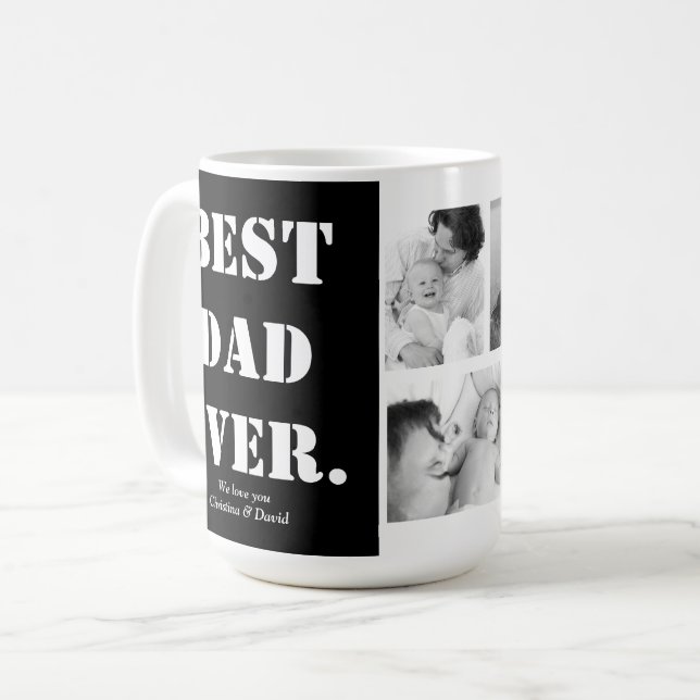 Personalized Photo Collage Best Dad Ever Coffee Mug (Front Left)