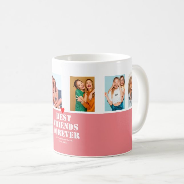 Personalized Photo Collage BFF Gift Best friends Coffee Mug (Front Right)