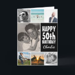 Personalized Photo Collage Happy Birthday Any Age Card<br><div class="desc">Create your own birthday card with this modern photo collage. Personalize with your own photos and text. This minimalist simple design features a photo collage layout for 7 photos. Text reads 'Happy 50th Birthday' and their name,  but can be customized to your own special message.</div>