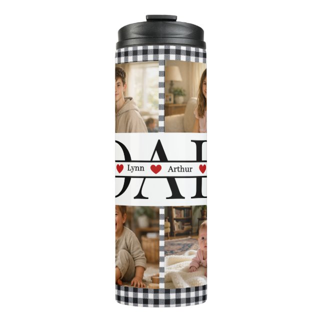 Personalized Photo Collage & Kids' Names "DAD" Thermal Tumbler (Front)