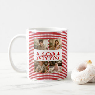 Personalized Photo Collage Mom Heart & Kids Name Coffee Mug