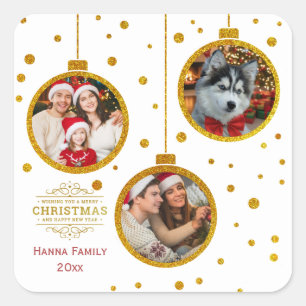 Personalized Photo - Custom Family Holiday Square Sticker