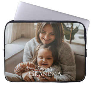 Personalized Photo & Custom Text Grandma Since -  Laptop Sleeve