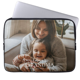 Personalized Photo & Custom Text Grandma Since -  Laptop Sleeve