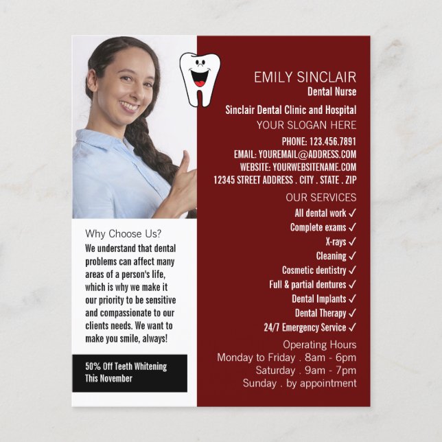 Personalized Photo, Dentistry, Dentist Advertising Flyer (Front)