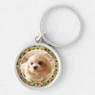 Personalized Photo Dog - Paw Print Design Key Ring