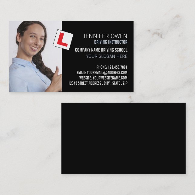 Personalized Photo, Driving School, Instructor Business Card (Front/Back)