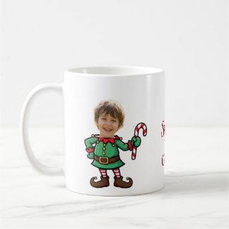 Personalized Photo Elf Face Funny Custom Christmas Coffee Mug