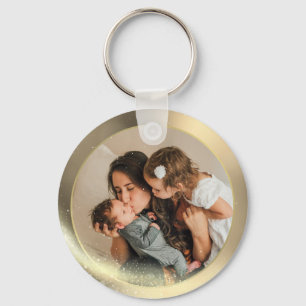 Personalized Photo Family Portrait Golden Keychain
