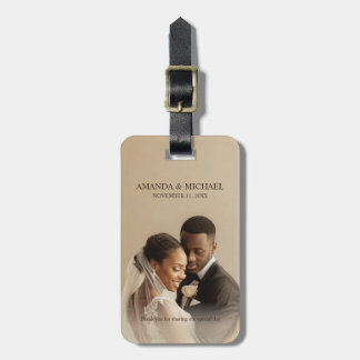 Personalized Photo Favor with Names & Wedding Date Luggage Tag