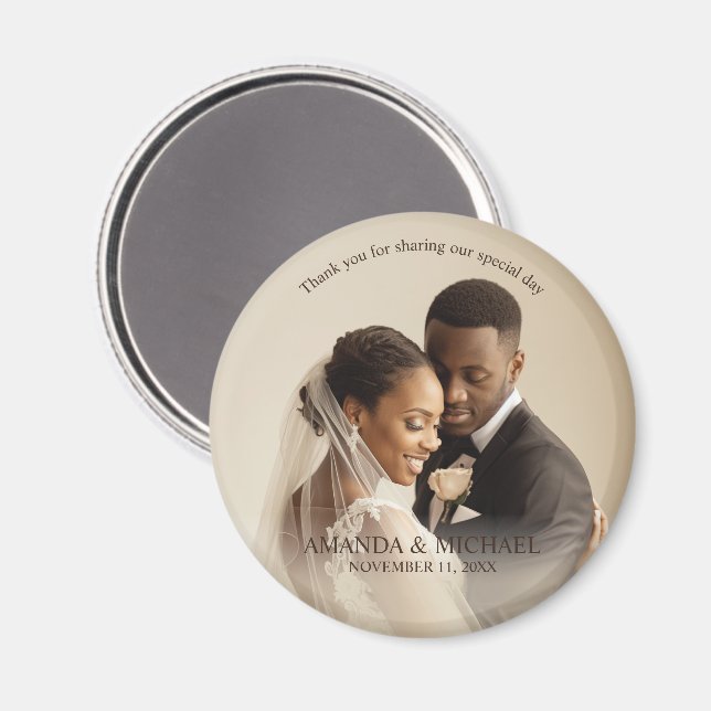 Personalized Photo Favor with Names & Wedding Date Magnet (Front/Back)