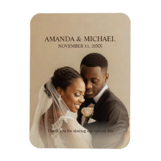 Personalized Photo Favor with Names & Wedding Date Magnet