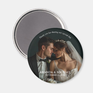 Personalized Photo Favor with Names & Wedding Date Magnet