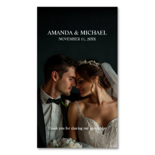 Personalized Photo Favor with Names & Wedding Date Magnetic Business Card