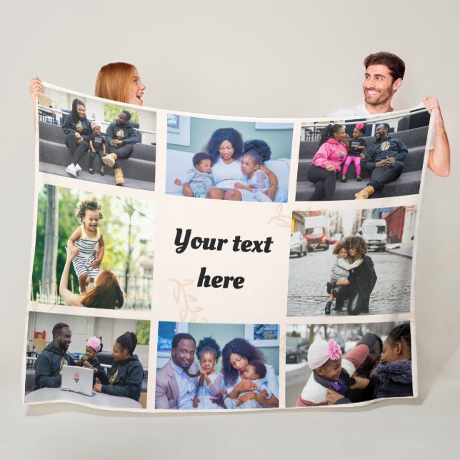 Personalized Photo Fleece Blanket - Custom Collage (In Situ)