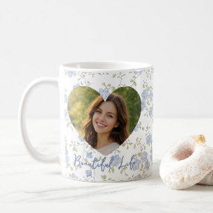 Personalized Photo – Floral Heart Design, Soft Pas Coffee Mug