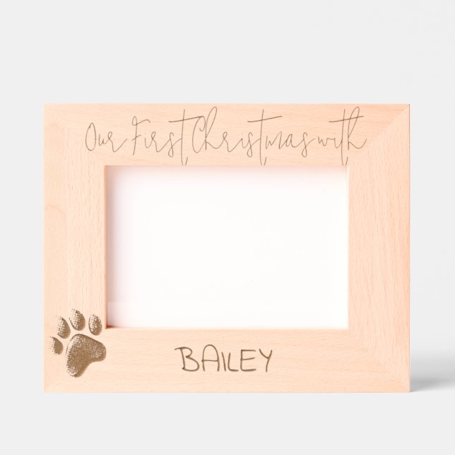 Personalized Photo Frame Dog 1st Christmas, 7 x 5" (Front)