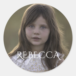 Personalized photo girl birthday party classic round sticker