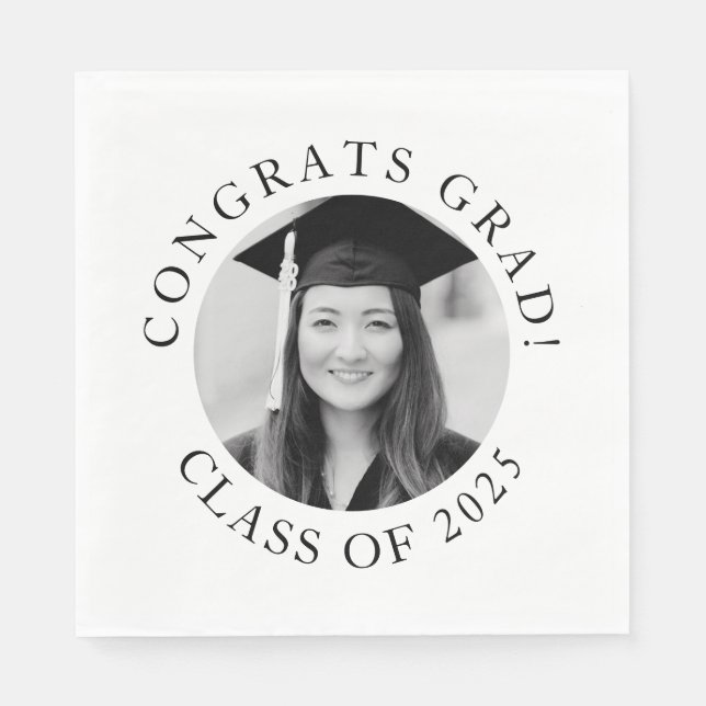 Personalized Photo Graduation Congrats Grad Party Napkin (Front)