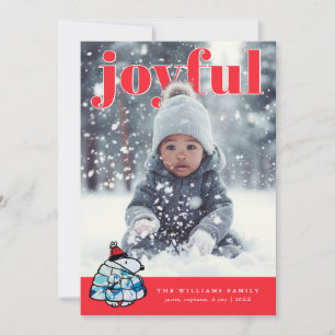 Personalized Photo Holiday Geometric Snoopy Card