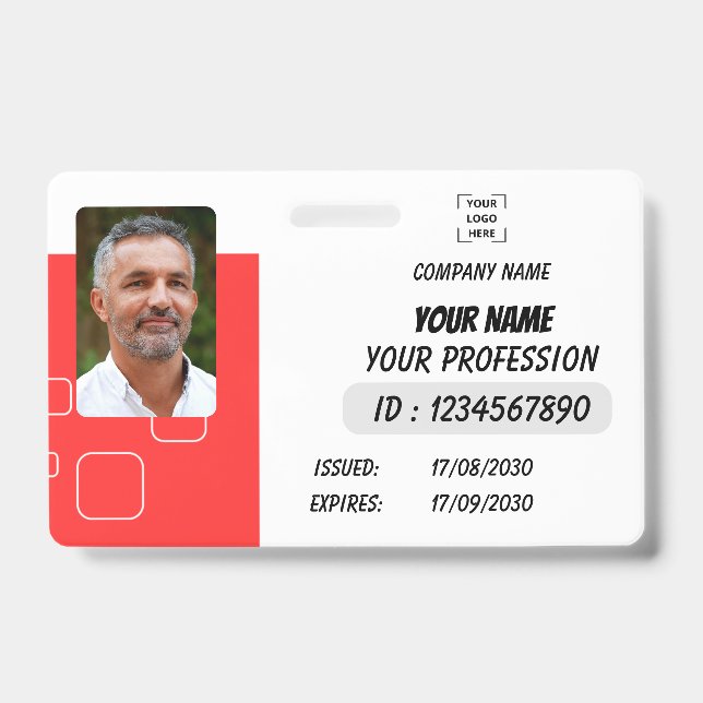 Personalized Photo ID Business Badge (Front)