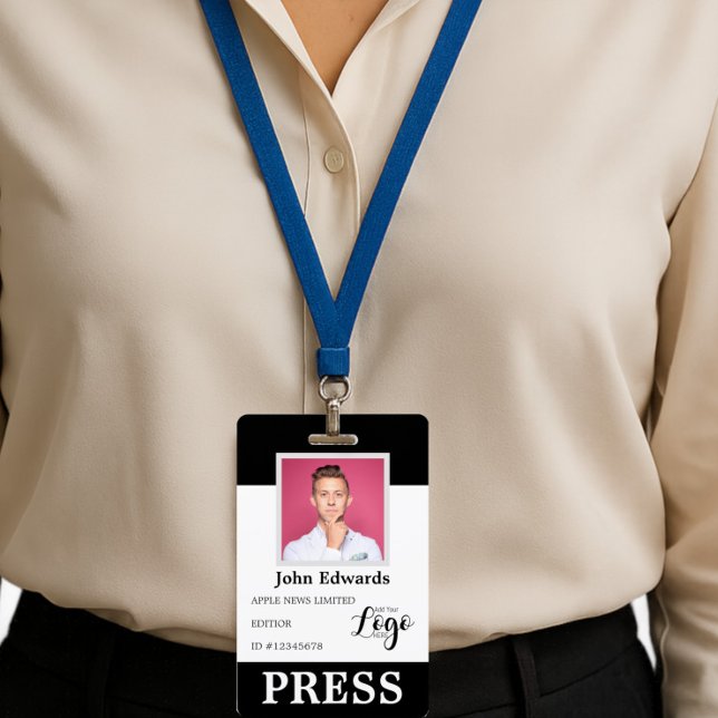 Personalized Photo ID & Logo Journalist Press Pass ID Badge (Creator Uploaded)