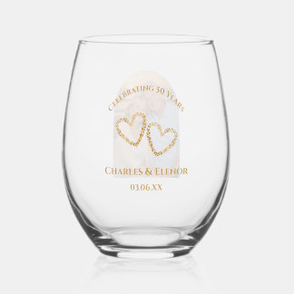 Personalized Photo Keepsake 50th Anniversary Gift Stemless Wine Glass