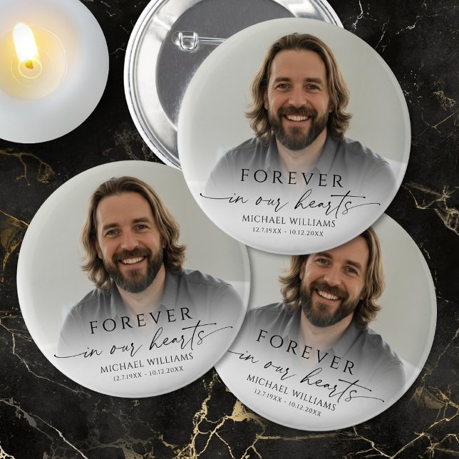 Personalized Photo Memorial 6 Cm Round Badge (Creator Uploaded)