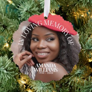 Personalized Photo Memorial Elegant Holiday Tree Decoration Card