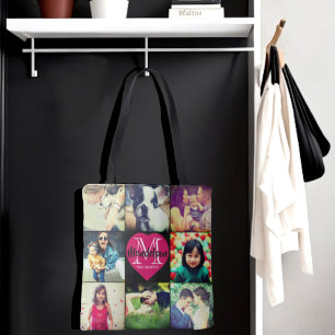 Personalized photo monogram tote bag