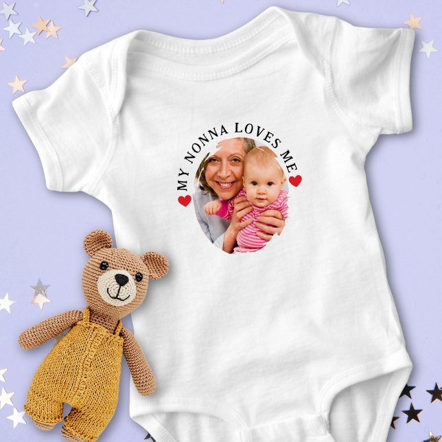 Personalized Photo My Nonna Loves Me Grandchild Baby Bodysuit (Creator Uploaded)