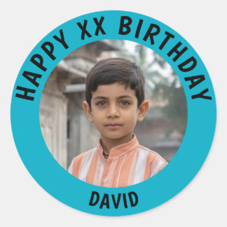 Personalized Photo, Name And Age Birthday Classic Round Sticker