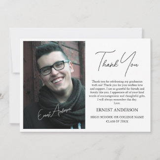 Personalized Photo Name Graduation Thank You Card