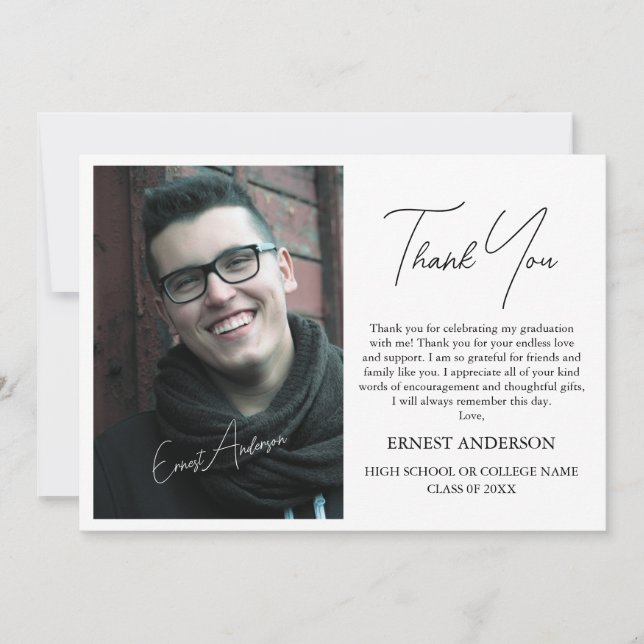 Personalized Photo Name Graduation Thank You Card (Front)