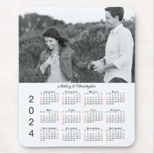Personalized Photo Names 2024 Calendar Mouse Pad
